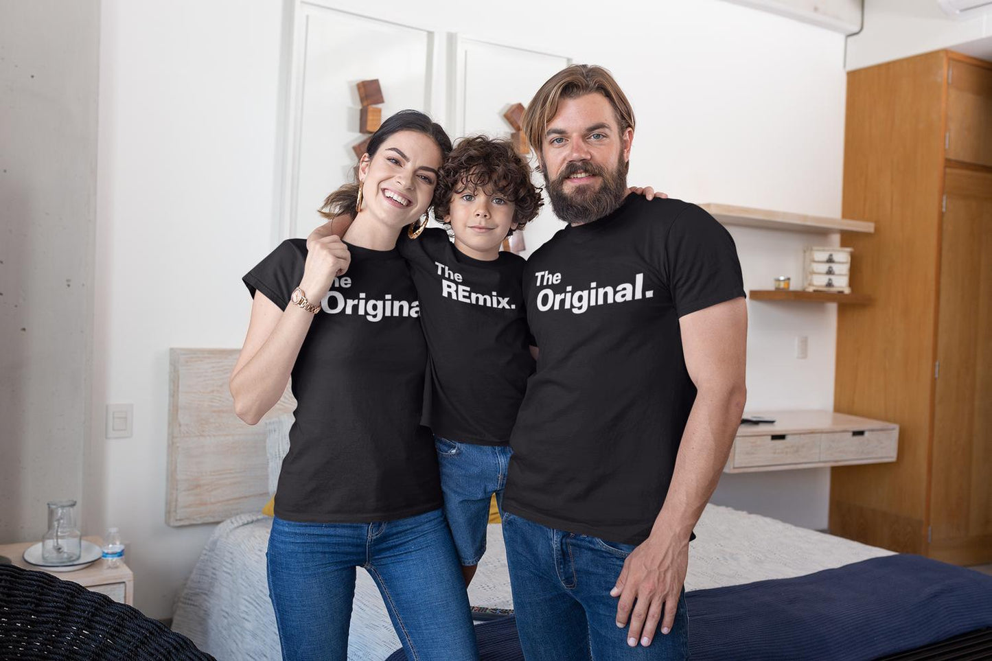 Familje T-shirt - The Original The remix Pappa Mamma & barn