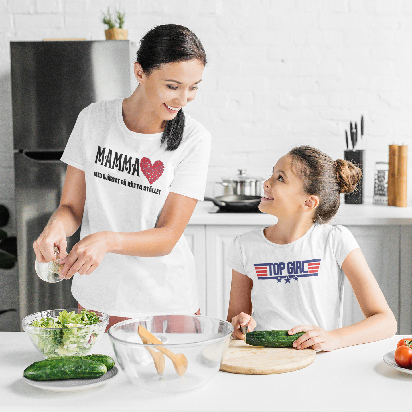 Mamma vit T-shirt - Mamma, med hjärtat på rätta stället