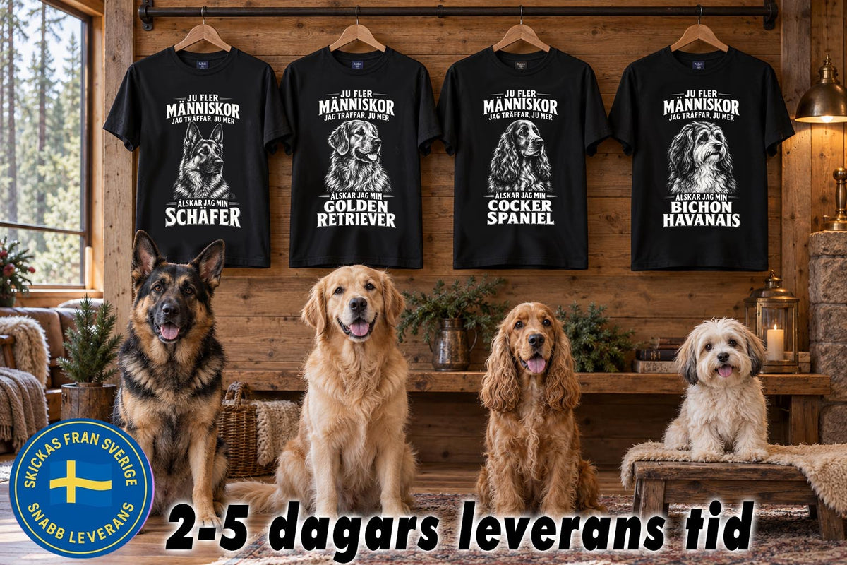 Golden retriever Hund T-shirt – Ju fler människor – Svart