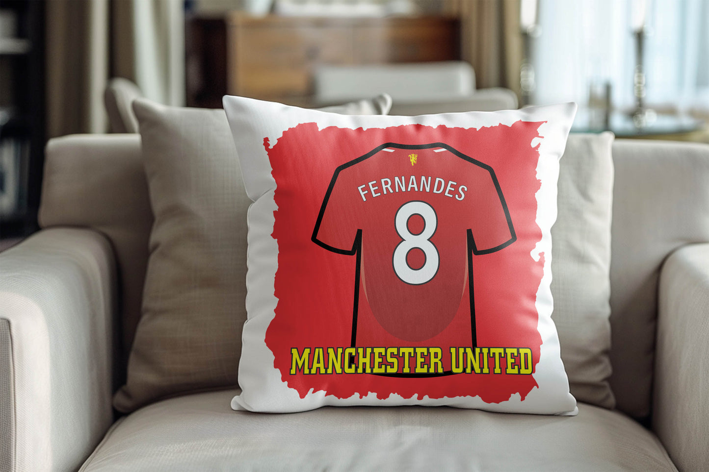 Fernandes 8 united Kuddfodral med fotbollströja tryck design manchester utd