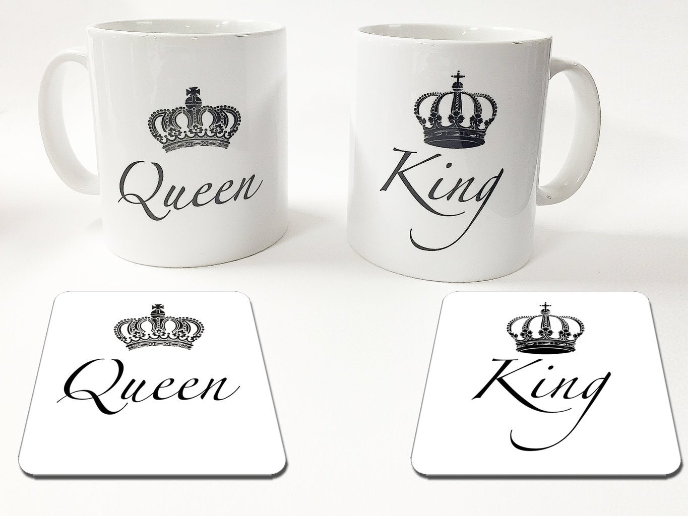 Mugg + Underlägg paket med King eller Queen design