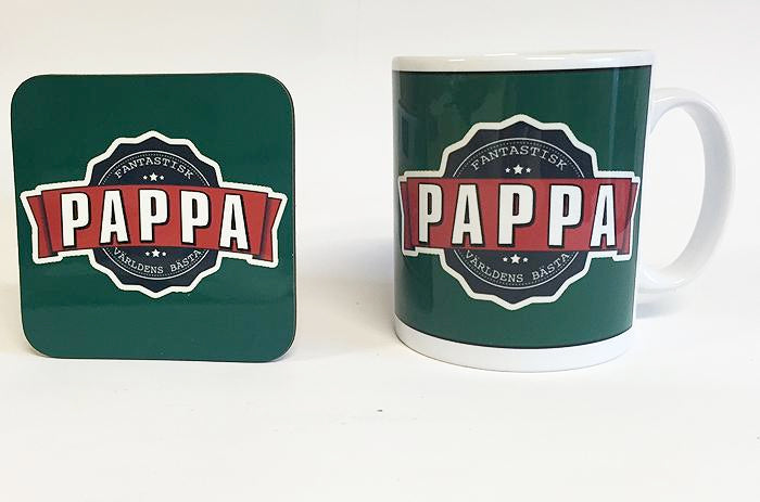 Pappa Mugg + Underlägg med vintage stil Pappa tryck