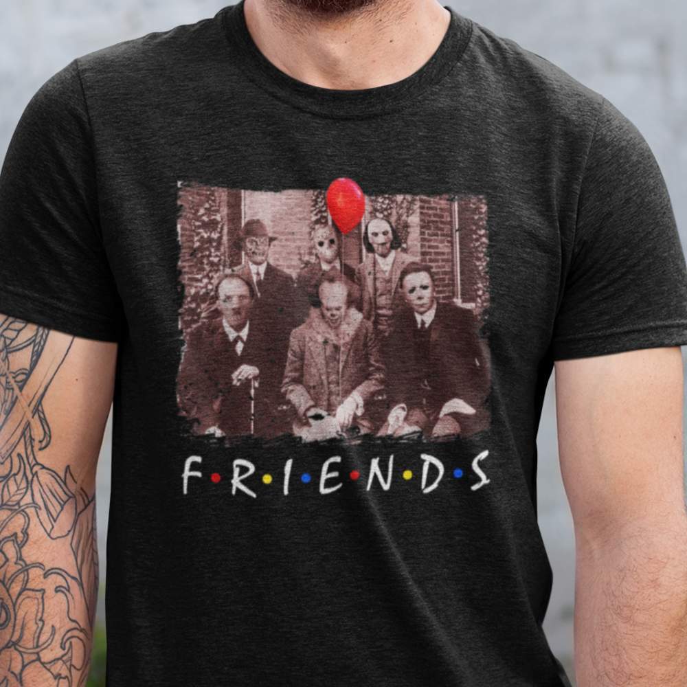 Svart skräckfilm t-shirt Pennywise Jason Jigsaw & friends horror - Highstreet.se