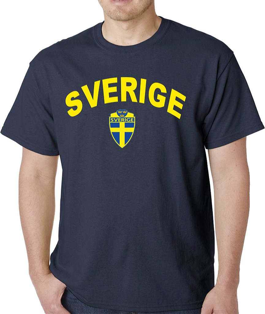 Sweden marin blå T-shirt med svensk flagga & text fram - Highstreet.se