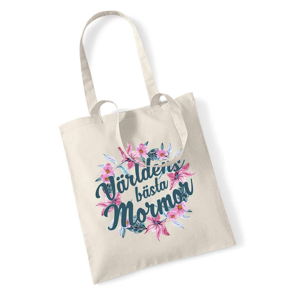 Världens bästa Mormor shopping väska - Bloom Tote bag tygkasse - Highstreet.se