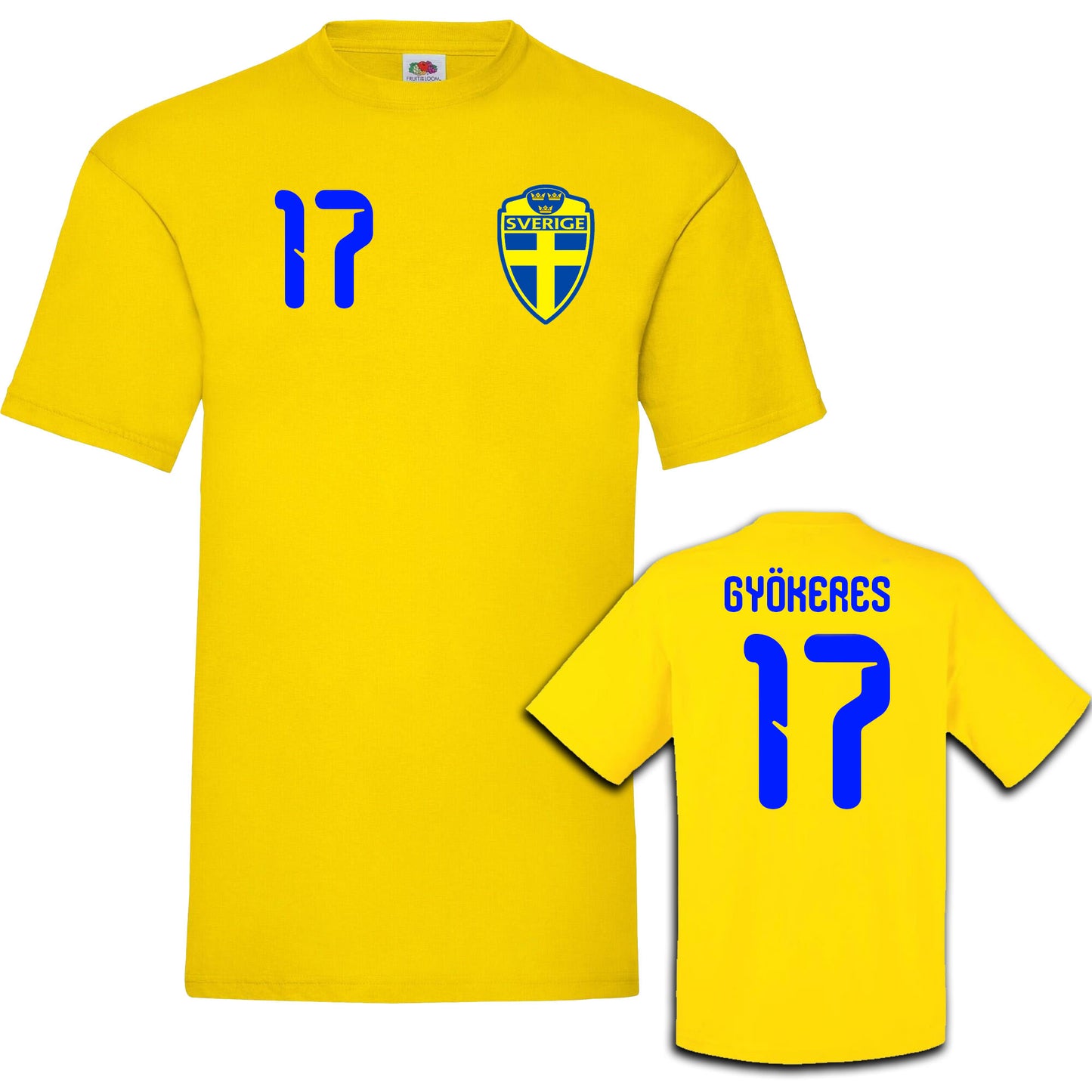 Sverige Gyökeres 17 T-shirt – Gul Supportertröja till i Barn & vuxen storlekar