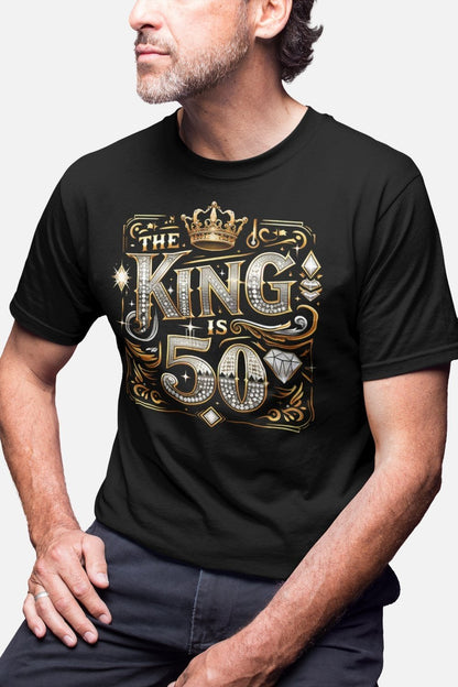 50 år Födelsedag svart t-shirt - The king is 50
