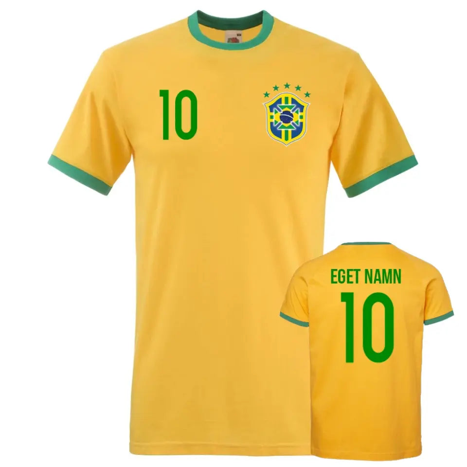 Brasilien t-shirt med eget namn & nummer tryck - personlig Brasil tröja
