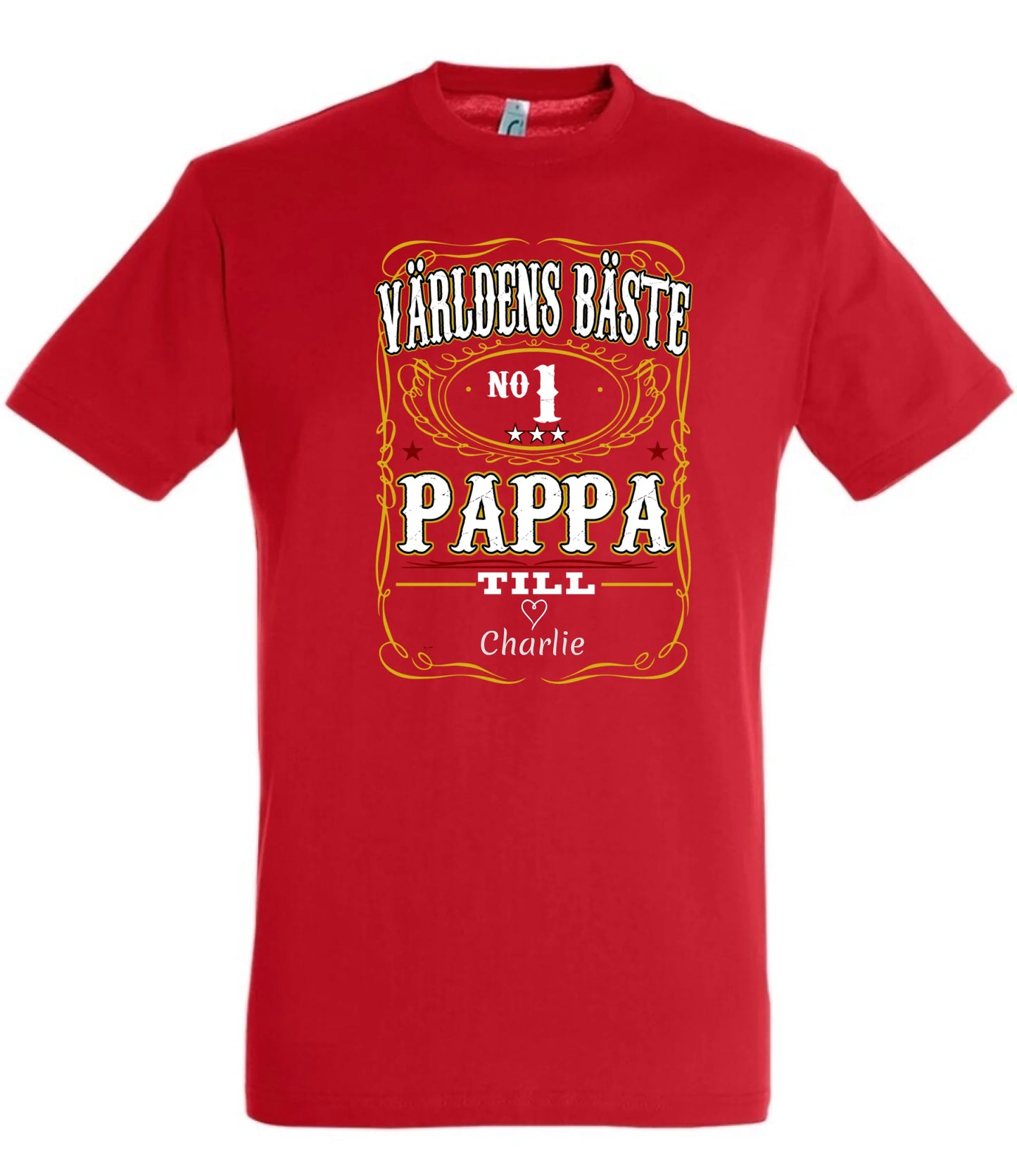 Pappa T-shirt Världens bäste Personligt tryck med barn namn