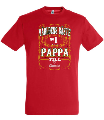 Pappa T-shirt Världens bäste Personligt tryck med barn namn