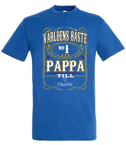 Pappa T-shirt Världens bäste Personligt tryck med barn namn