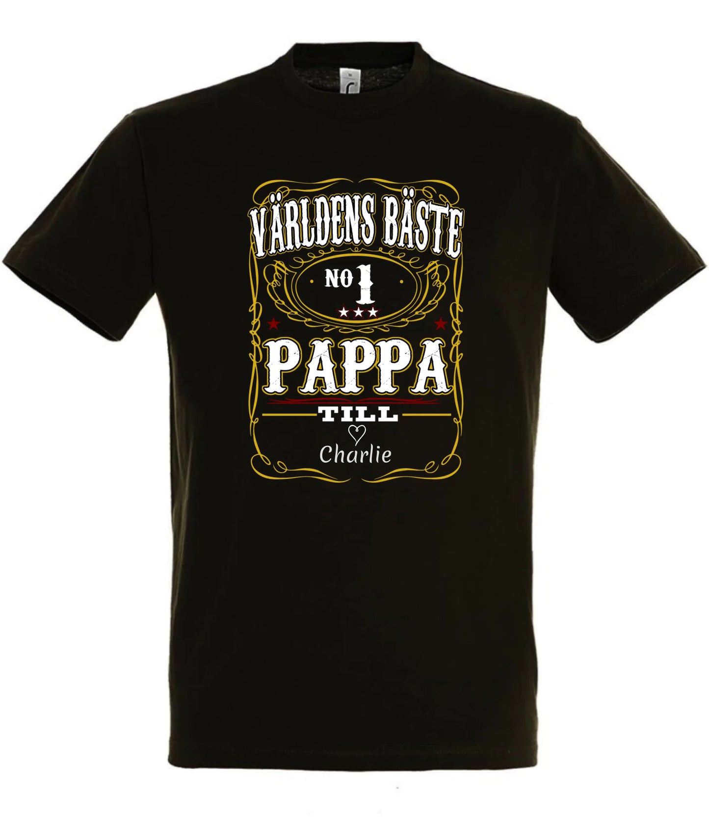 Pappa T-shirt Världens bäste Personligt tryck med barn namn