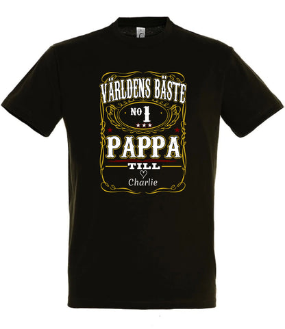 Pappa T-shirt Världens bäste Personligt tryck med barn namn