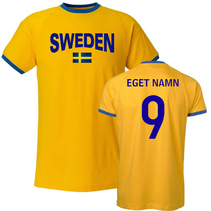Sweden t-shirt med sverige flagga eget namn nummer tryck personlig Sverige tröja