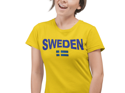Sweden t-shirt med sverige flagga eget namn nummer tryck personlig Sverige tröja