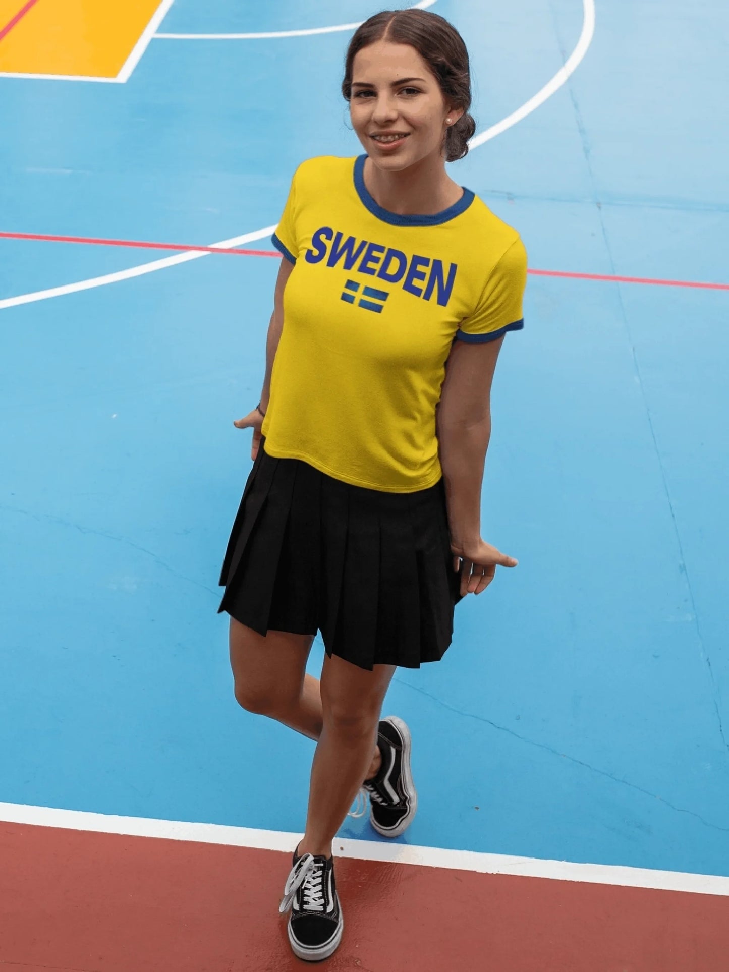 Sweden t-shirt med sverige flagga eget namn nummer tryck personlig Sverige tröja