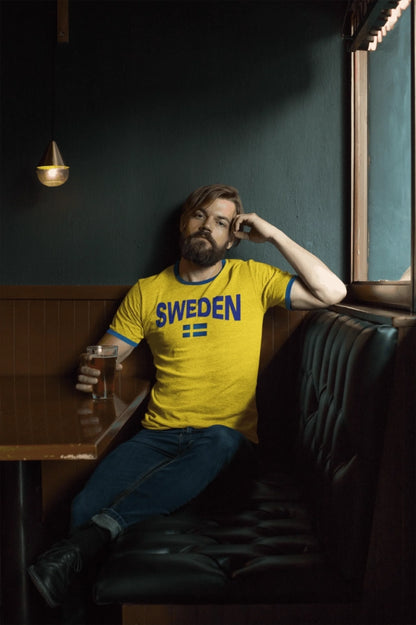 Sweden t-shirt med sverige flagga eget namn nummer tryck personlig Sverige tröja