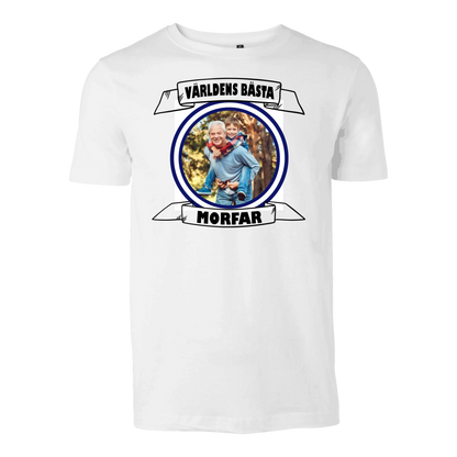 Morfar t-shirt med eget foto tryck Världens bästa personligt design