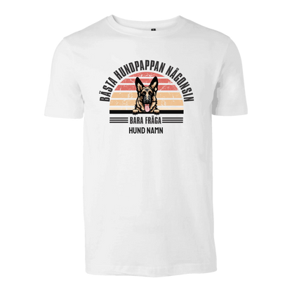 Personlig hund t-shirt med Bästa hundpappa välj hundras och eget namntryck