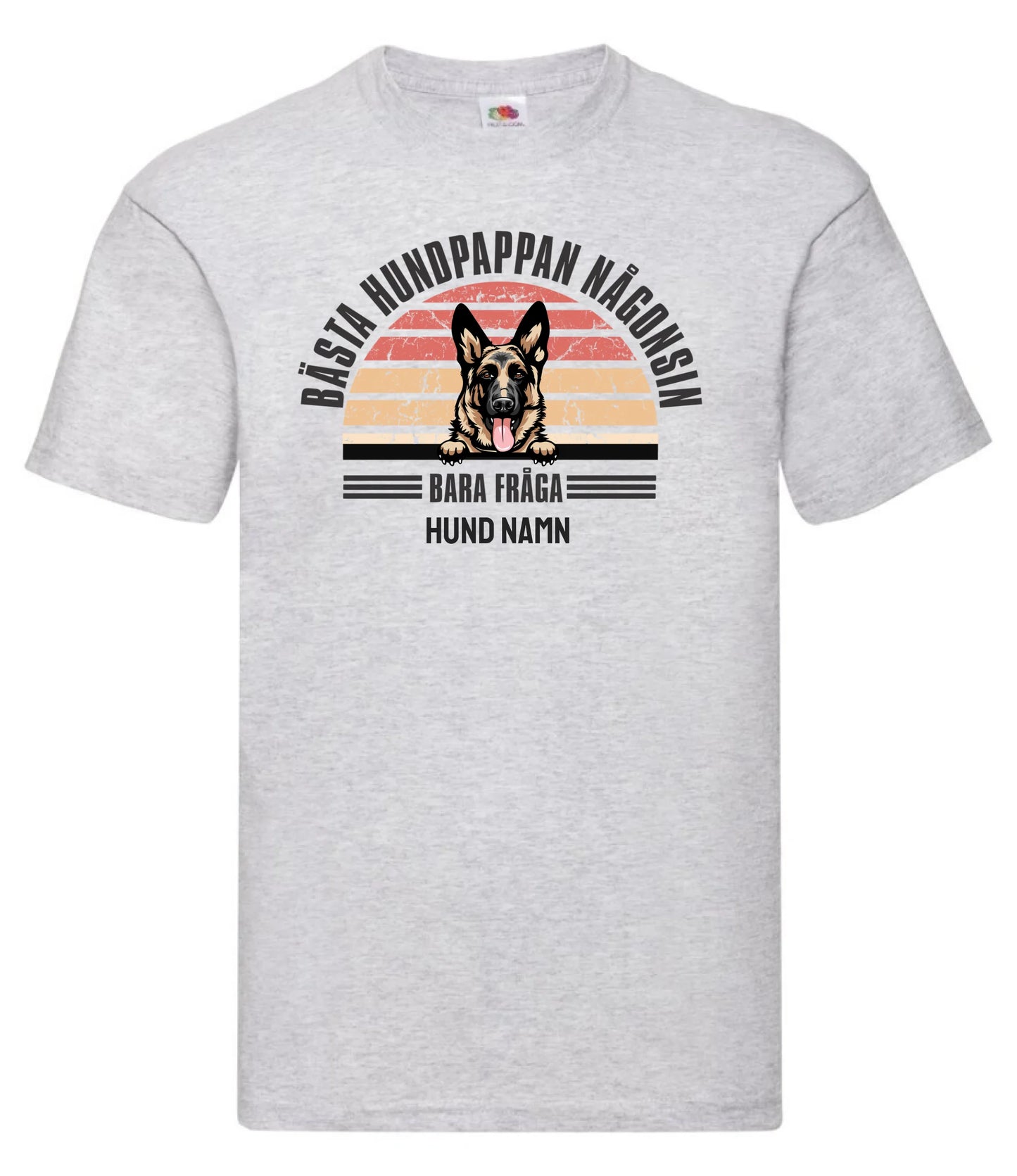 Personlig hund t-shirt med Bästa hundpappa välj hundras och eget namntryck