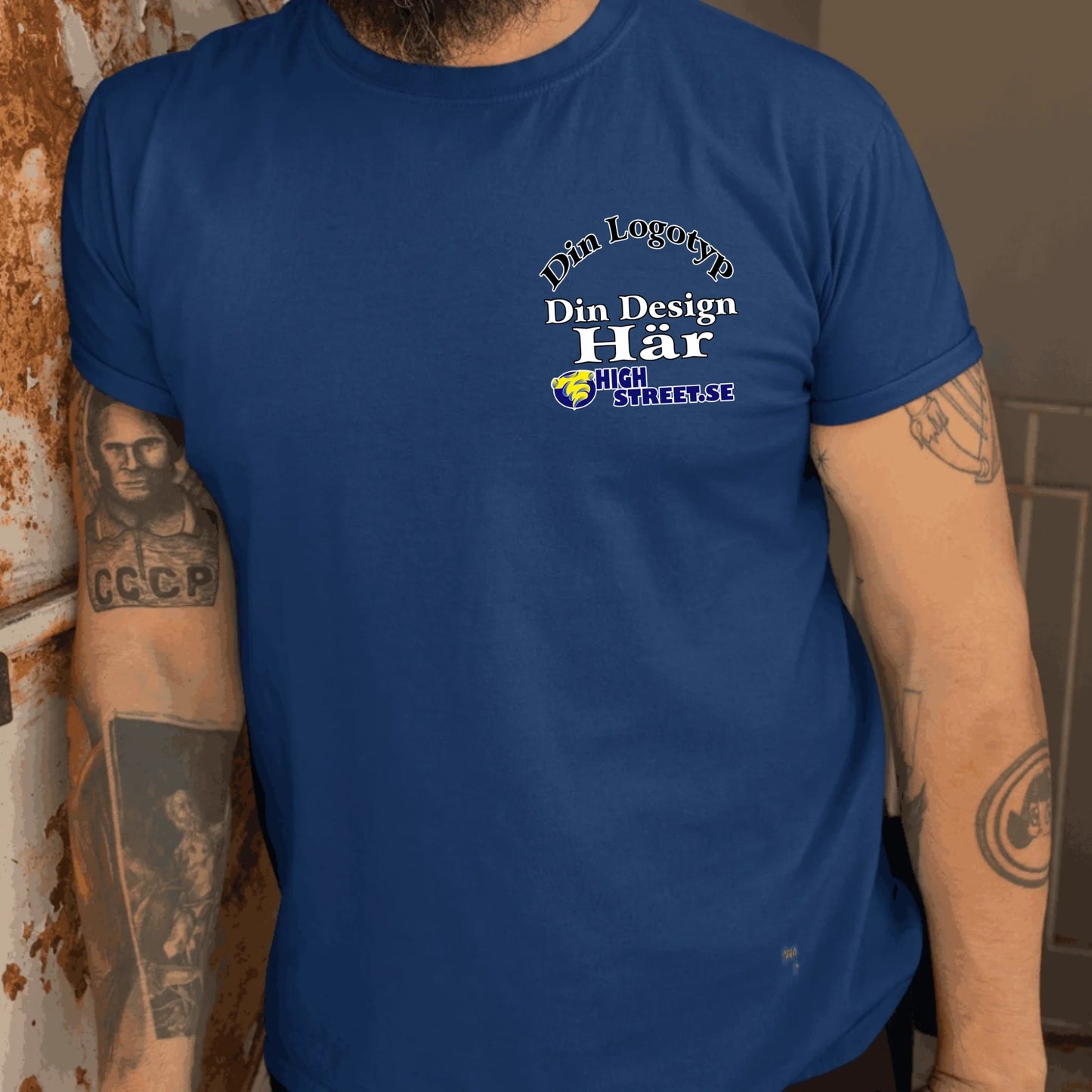 T-shirt med eget Logo brösttryck - Välj bland 10 färger