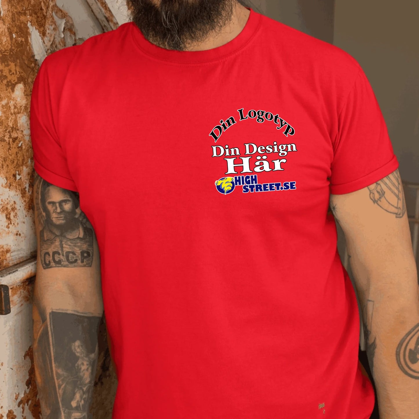T-shirt med eget Logo brösttryck - Välj bland 10 färger