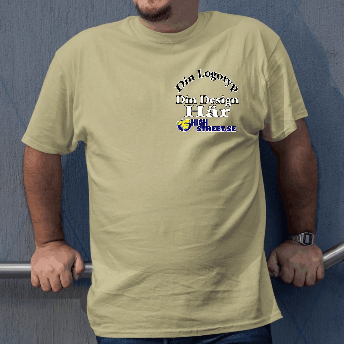 T-shirt med eget Logo brösttryck - Välj bland 10 färger
