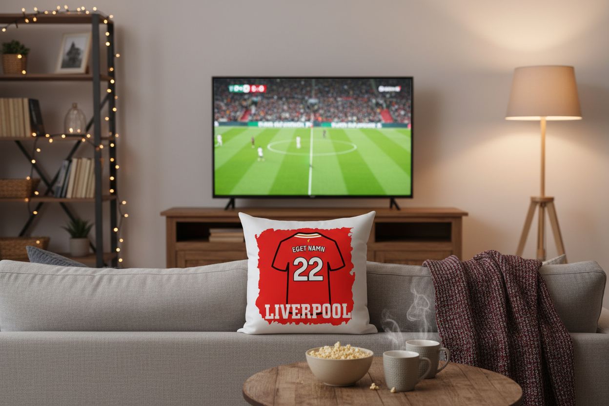 Liverpool Kuddfodral – Tröja med Eget Namn & Nummer (40x40 cm)