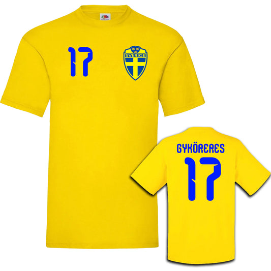 Skapa Din Egen Sverige T-shirt – Eget Namn & Nummer | Gul Bomullströja 🇸🇪⚽