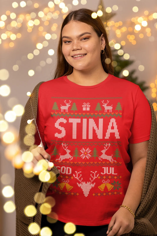 bella-canvas-t-shirt-mockup-of-a-woman-posing-with-christmas-lights-m30414
