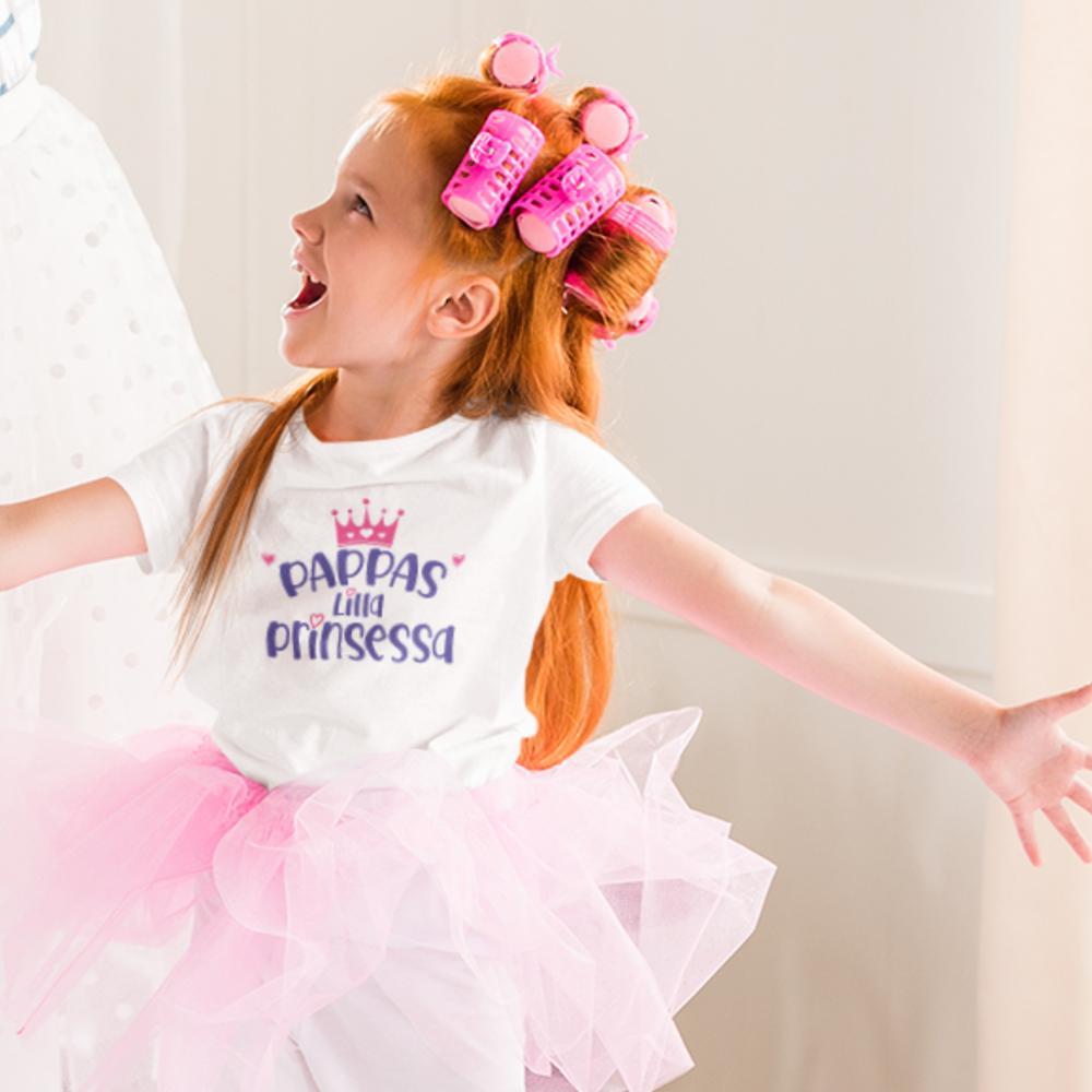 Barn vit T-shirt Pappas Lilla Prinsessa