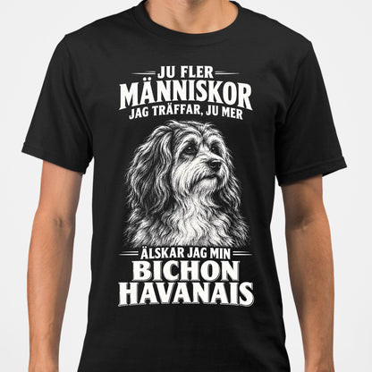 Bichon Havanais Hund T-shirt – Ju fler människor – Svart