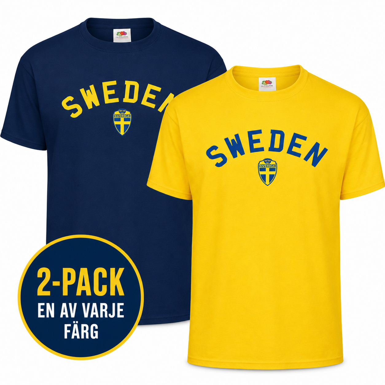Sverige T-Shirt 2-Pack – Gul & Marinblå 🇸🇪
