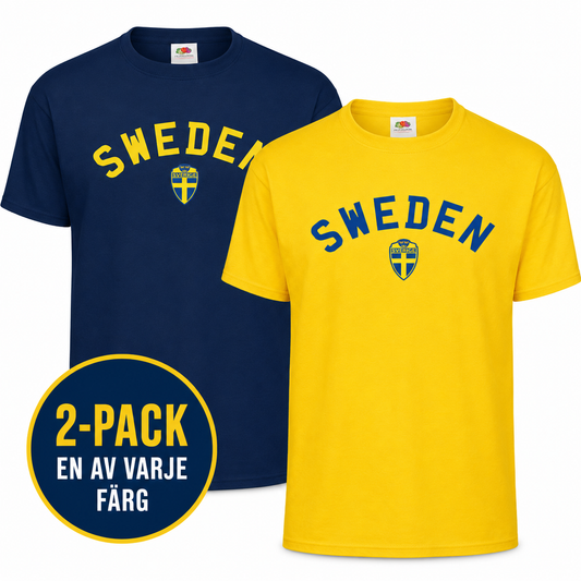Sverige T-Shirt 2-Pack – Gul & Marinblå 🇸🇪