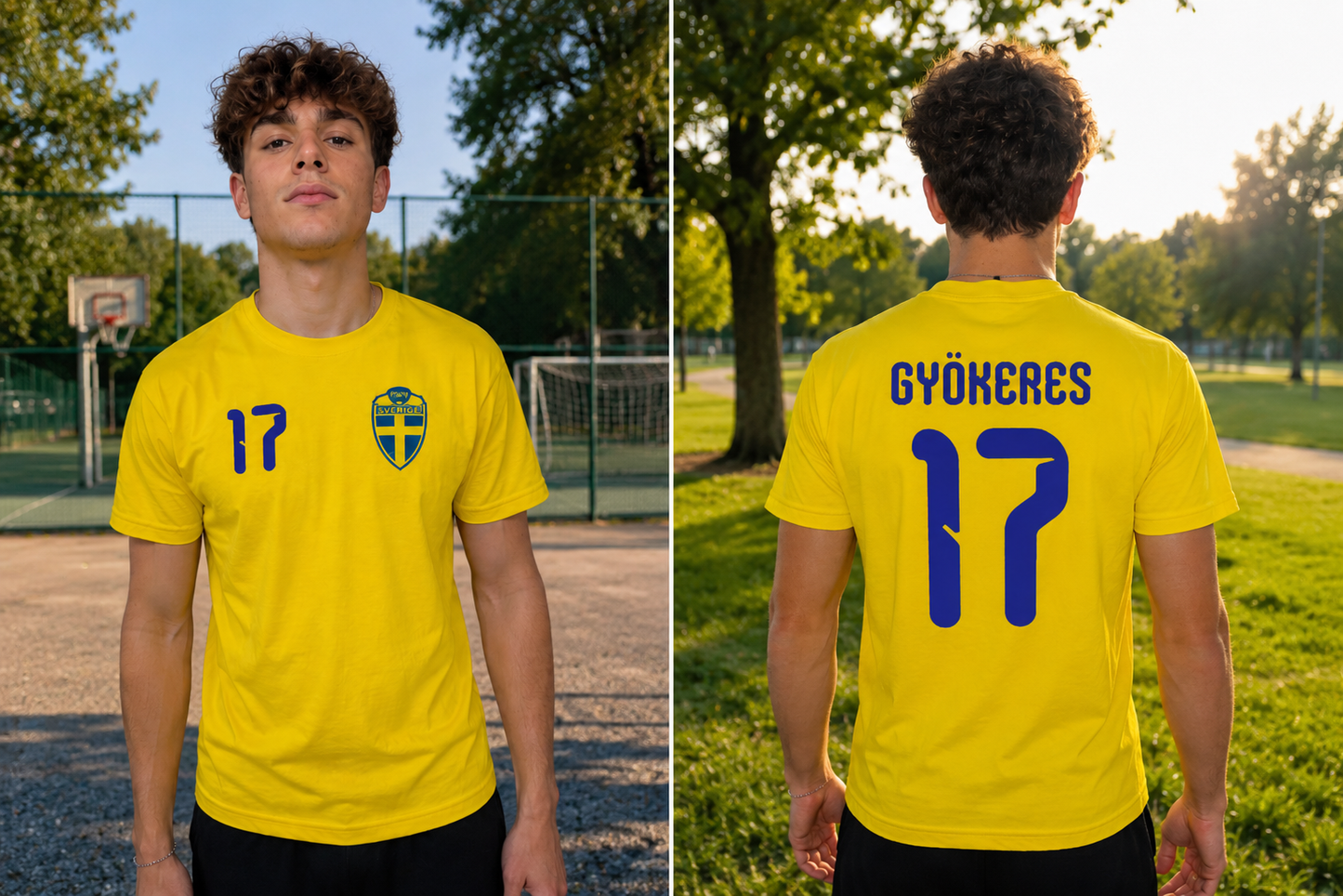 Sverige Gyökeres 17 T-shirt – Gul Supportertröja till i Barn & vuxen storlekar