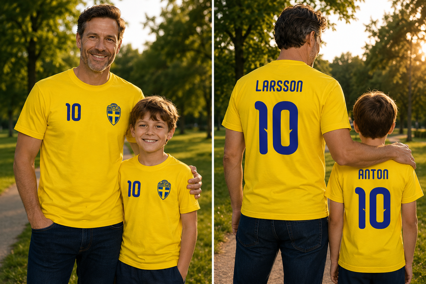 Skapa Din Egen Sverige T-shirt – Eget Namn & Nummer | Gul Bomullströja 🇸🇪⚽
