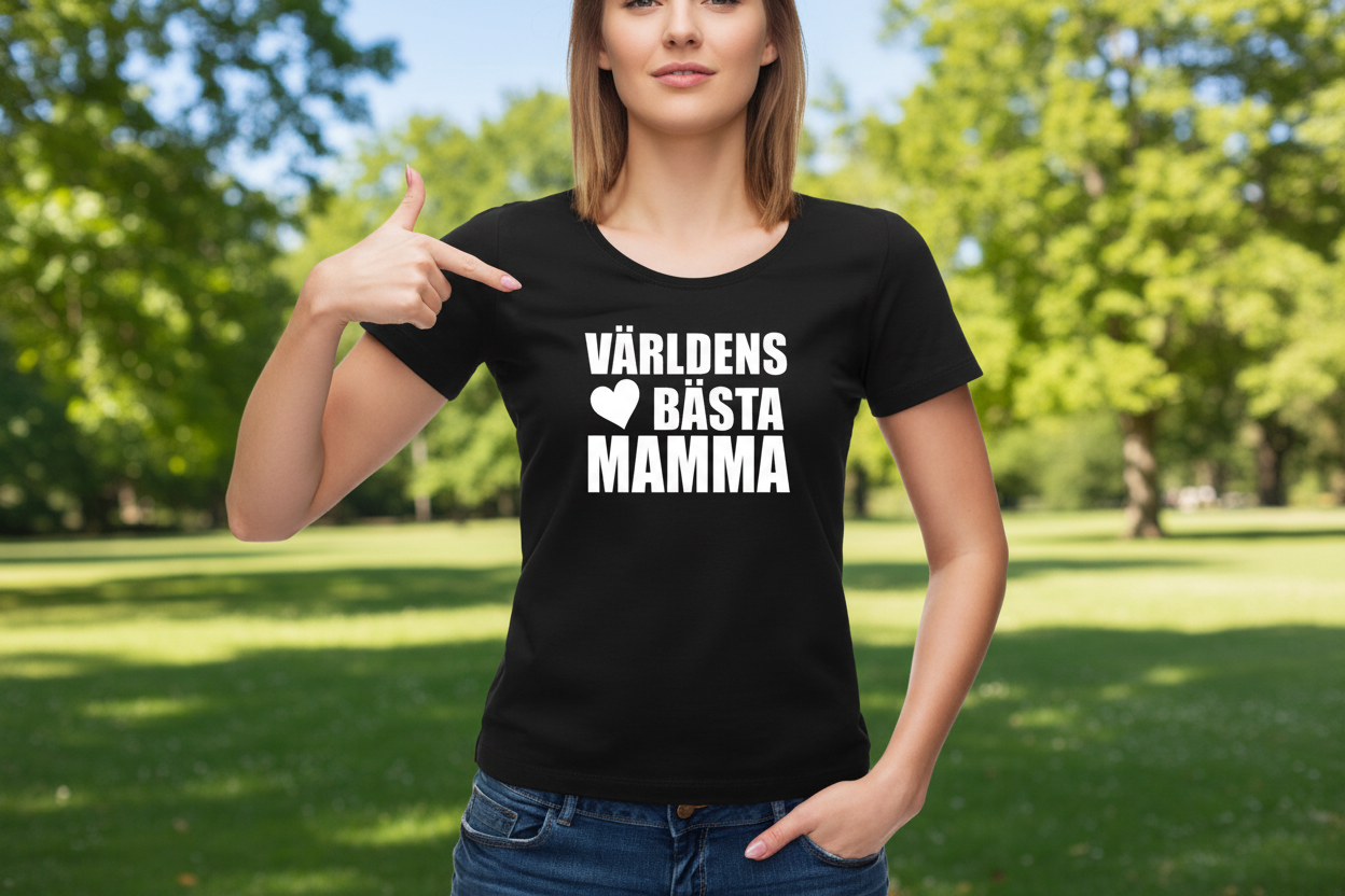 Dam T-shirt  - Världens bästa Mamma heart tröja