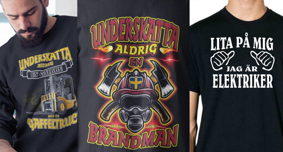 Yrkes t-shirt från snickare till elektricka Tröjor med eget namn perfekt til brandman eller dom som jobba med grävmaskin