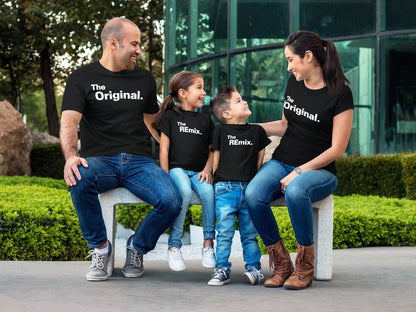 Familje T-shirt -  The Original The remix Pappa Mamma & barn