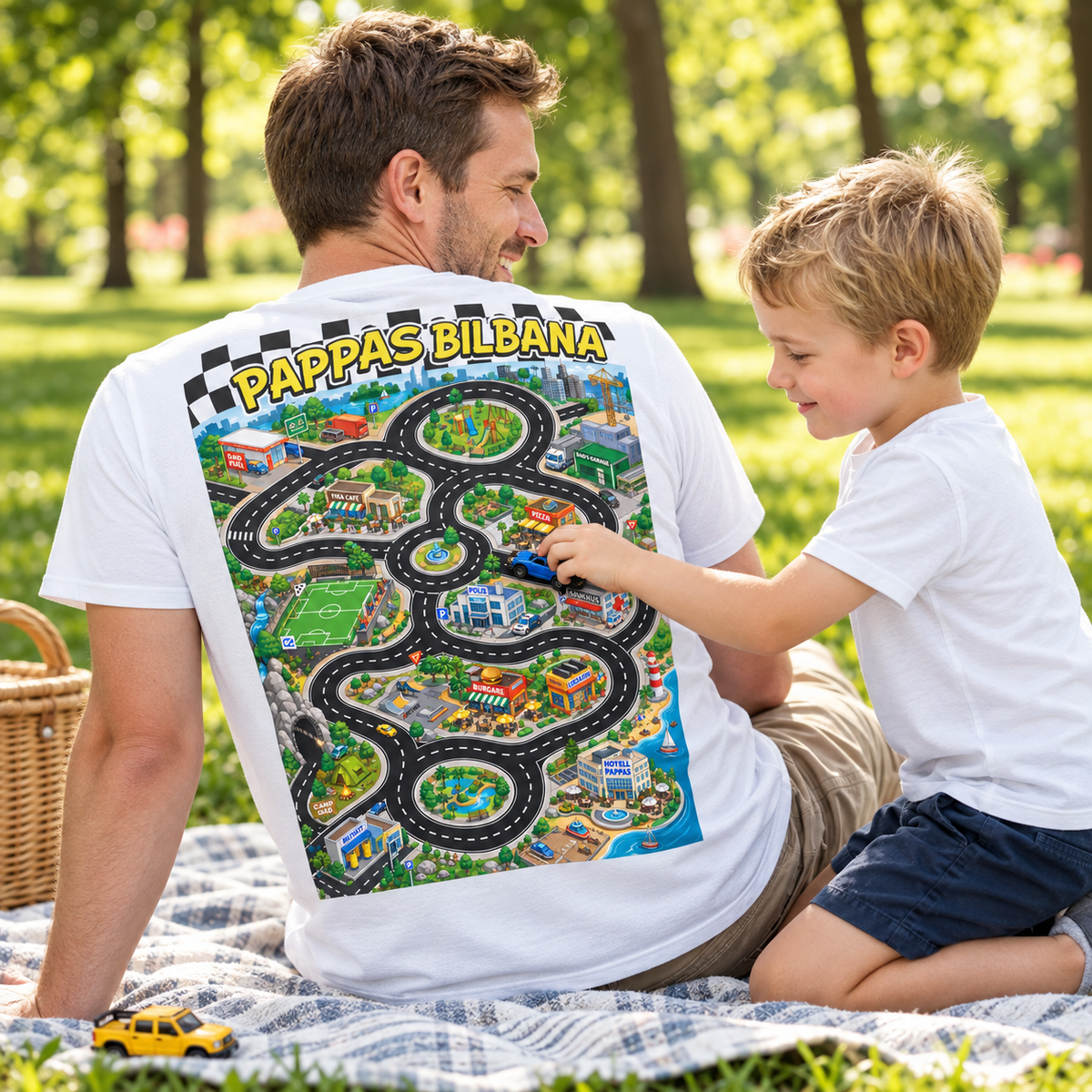 Pappas Bilbana T-shirt – Fantastisk Pappa – Tryck fram & bak – Fars dag-present