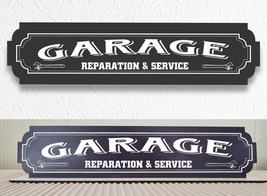 Garage svart skylt - Garageskylt med stativbasen 35x80mm