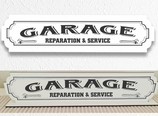 Garage vit skylt - Garageskylt med stativbasen 35x80mm