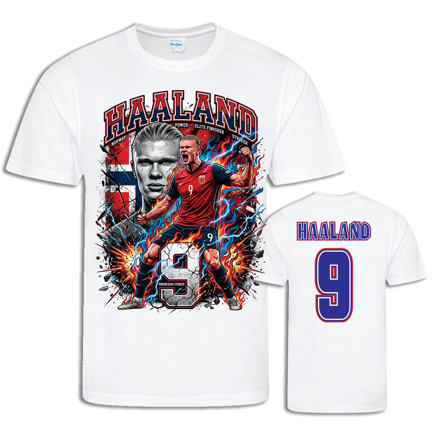Norge Haaland 9 Landslag T-shirt – Polyester Sporttröja med tryck fram & bak