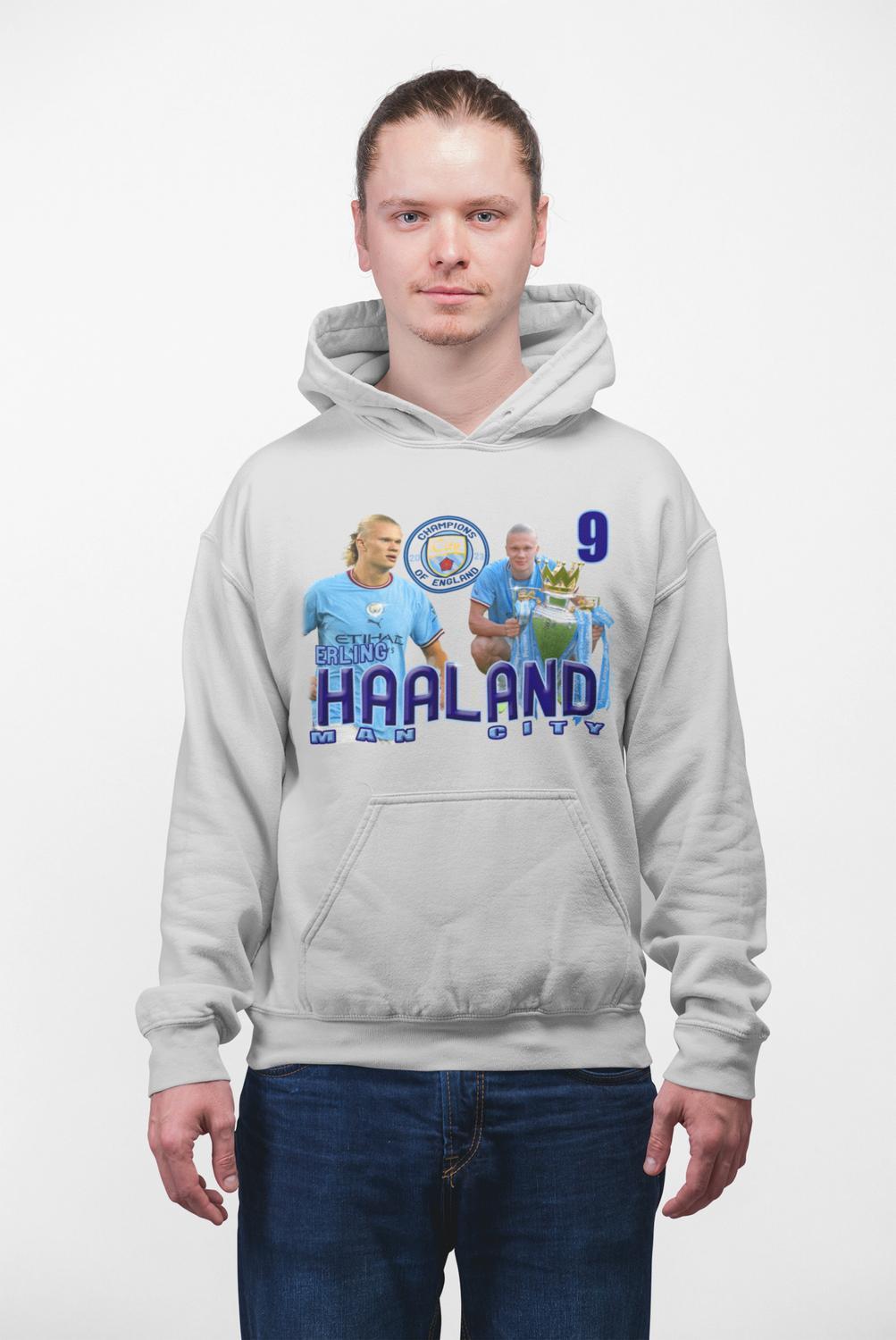Haaland champions Man. City - Ask grå huvtröja