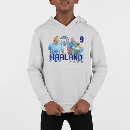 Haaland champions Man. City - Ask grå huvtröja