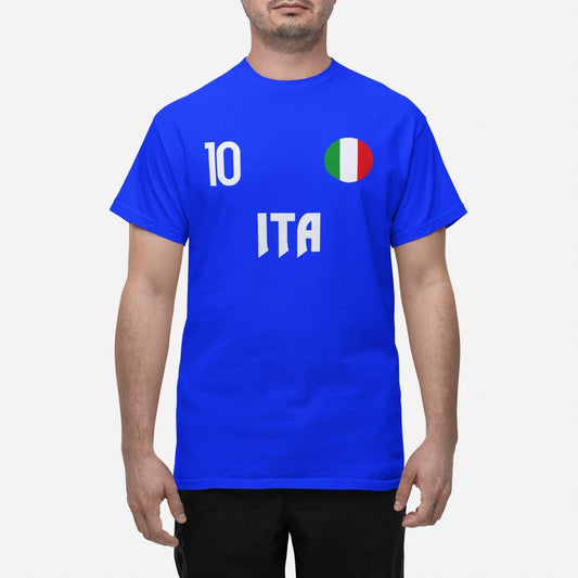 Italien landslag t-shirt i blå med ITA & 10 fotboll italy