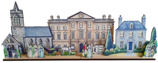 Jane Austen  byscen i miniatyr för hylla Lägg till LED-lampor för att ge liv