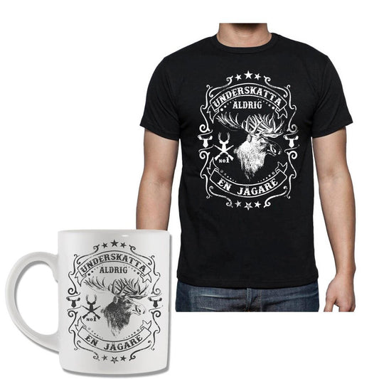 Jägare älg T-shirt & Mugg paket - Underskatta aldrig en Jägare