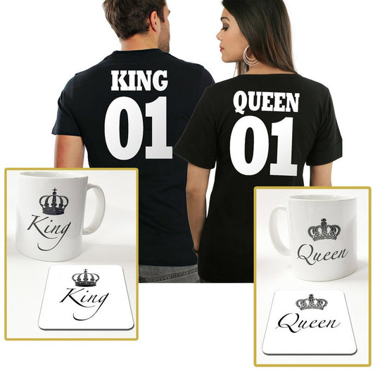King & queen mugg & t-shirt paket