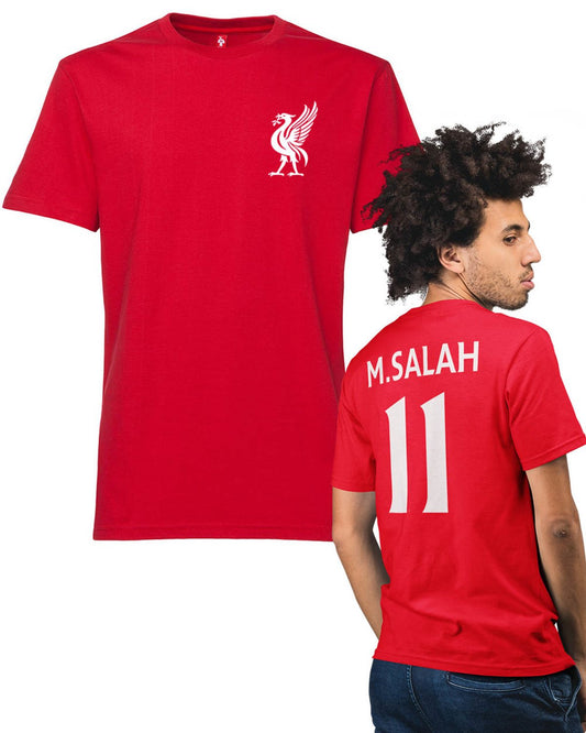 Liverpool stil röd t-shirt med Salah 11 på ryggen